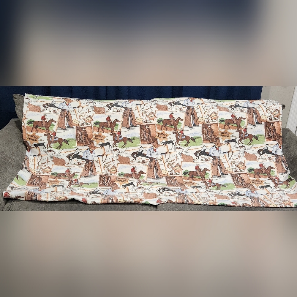 Vintage Federal Marshall Wild West fleece blanket 78in. L x 73in. W
